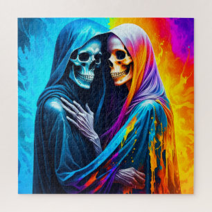 Skeletten verpakt in een regenboog legpuzzel