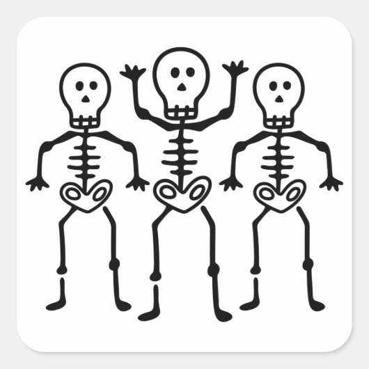 Skeletten Vierkante Sticker (Voorkant)
