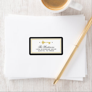 Skelettoets Nieuw zwart en Gold-adres Etiket