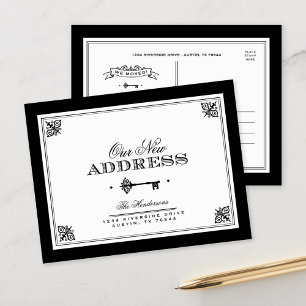 Skelettoets Nieuw zwart-wit adres Aankondigingskaart