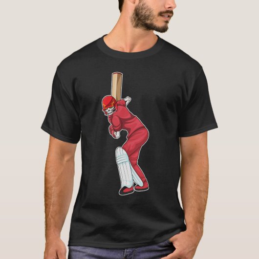 Skeletvleermuis met cricket t-shirt (Voorkant)