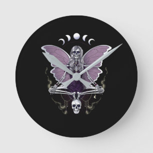 Skeletvlinder Gothic Ronde Klok