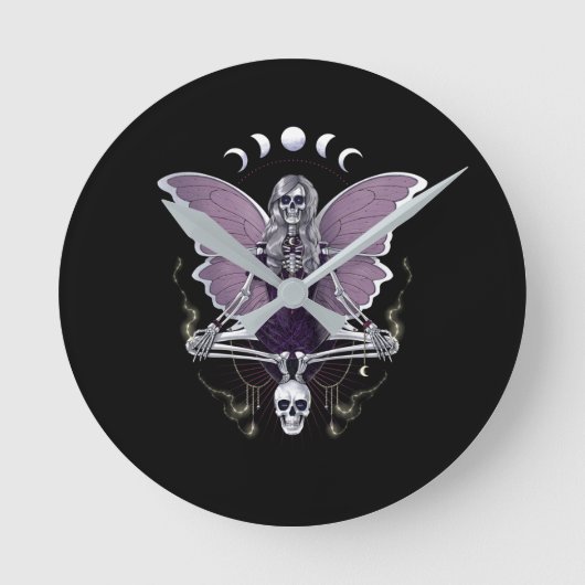 Skeletvlinder Gothic Ronde Klok (Voorkant)