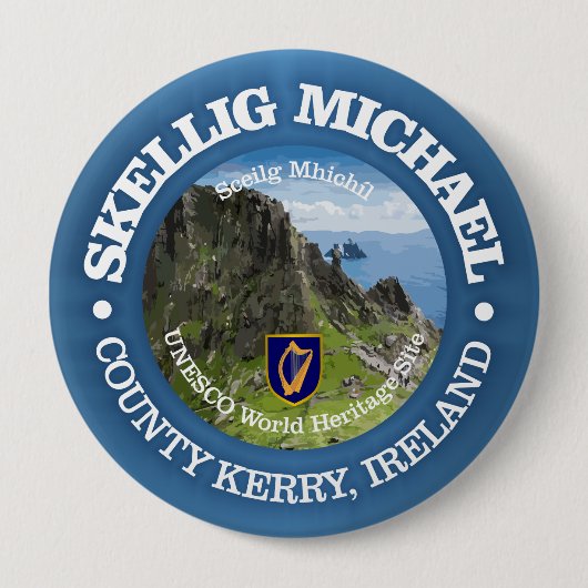 Skellig Michael (rood) Ronde Button 4,0 Cm (Voorkant)
