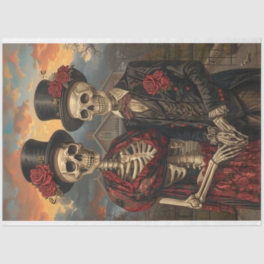 Skelton Mr. Mrs. Decoupage Tissuepapier (Voorkant)