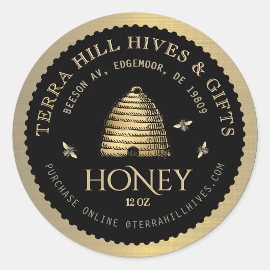 Skep avec les abeilles sur le Étiquette de miel no (Devant)