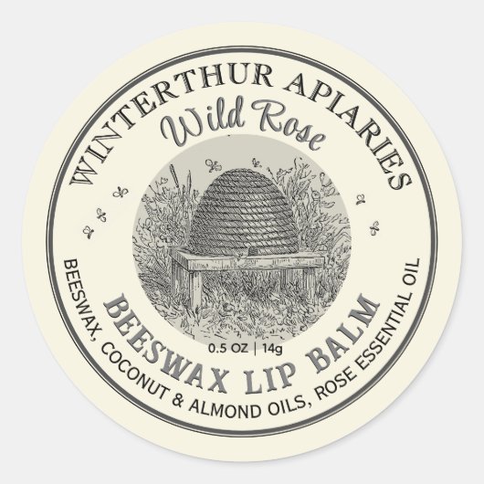  Skep Bijenwas Lip Balm Label Ivory (Voorkant)