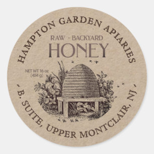 Skep hier Jouw naam Apiary Honey Jar Label