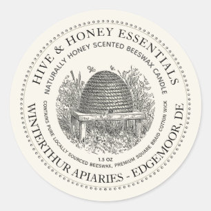  Skep Hive Candle Label Ivory