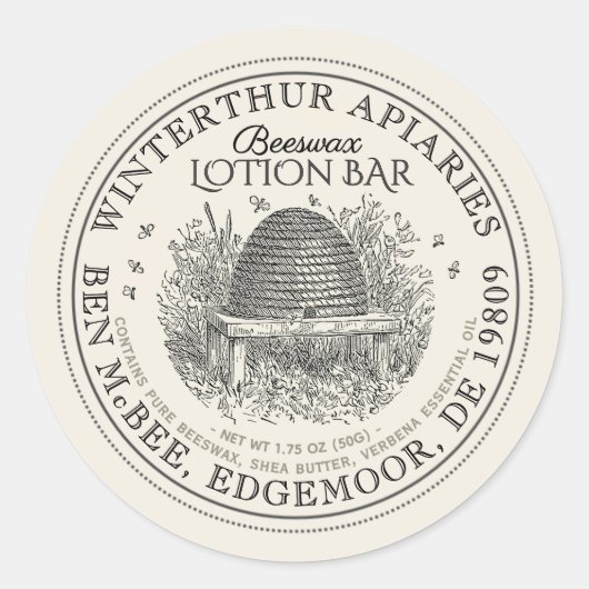  Skep Ivory Beeswax Productlabel Ronde Sticker (Voorkant)
