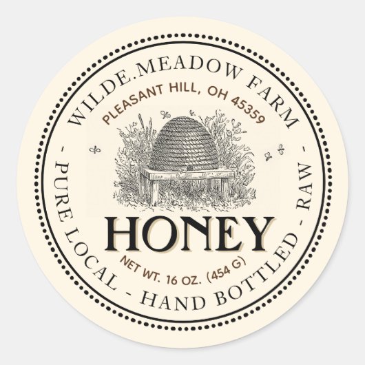  Skep Lokale Honey Jar Label Ivory (Voorkant)