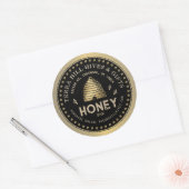 Skep with Bees op Black and Gold Honey Label (Envelop)