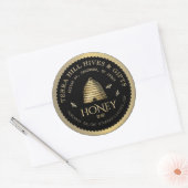 Skep with Bees op Black and Gold Honey Label (Envelop)