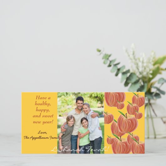 Sketch Apple Rosh Hashanah Photo Card Feestdagenkaart (Staand voorkant)