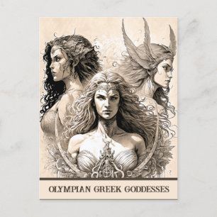 Sketch Art Olympian Greek Goddesses Briefkaart