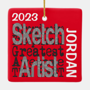 Sketch Artist Extraordinaire CUSTOM Keramisch Ornament