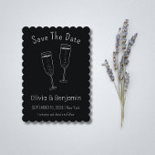 Sketch Champagne Toast Bruiloft Bewaar de datum Kaart
