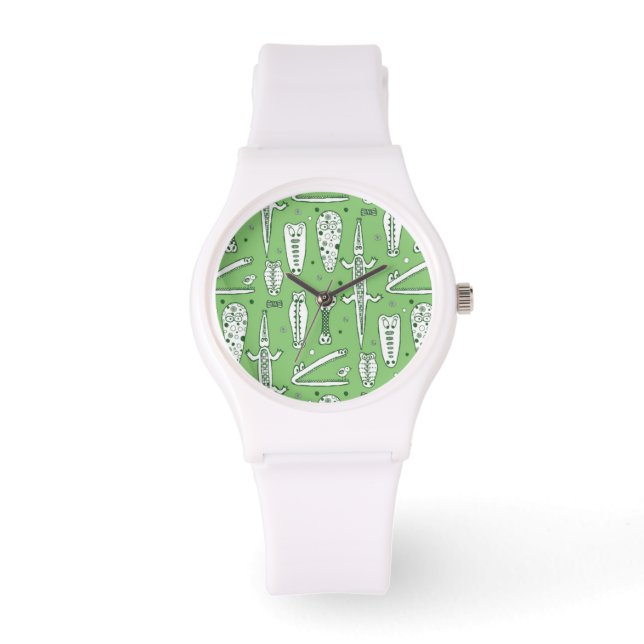 Sketch Crocodile Pattern Horloge (Voorkant)