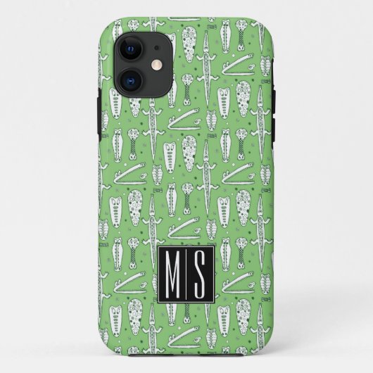 Sketch Crocodile Pattern | Monogram Case-Mate iPhone Case (Achterkant)