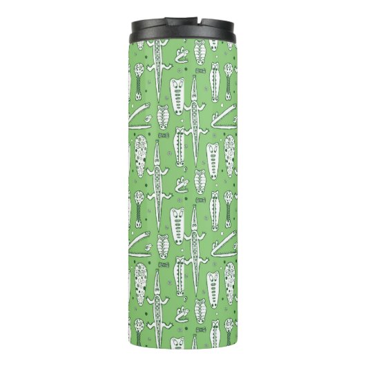 Sketch Crocodile Pattern | Monogram Thermosbeker (Achterkant)