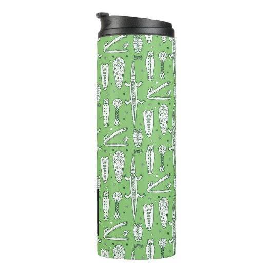 Sketch Crocodile Pattern | Monogram Thermosbeker (Geroteerd rechts)