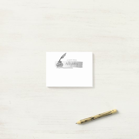 Sketch Faux Silver Quill Pen Script Post-it® Notes (Op bureau)