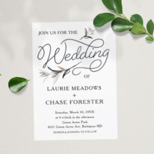 Sketch Floral Minimal Boho Wedding Invitation Kaart