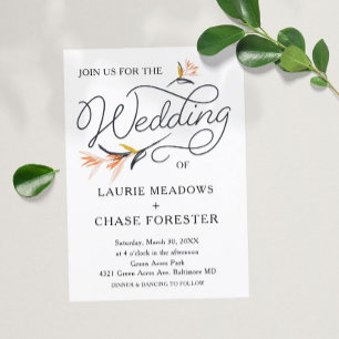 Sketch Floral Minimal Boho Wedding Invitation Kaart