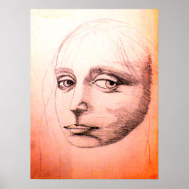 "Sketch of a girl" (sangria) , A study of da Vinci Poster