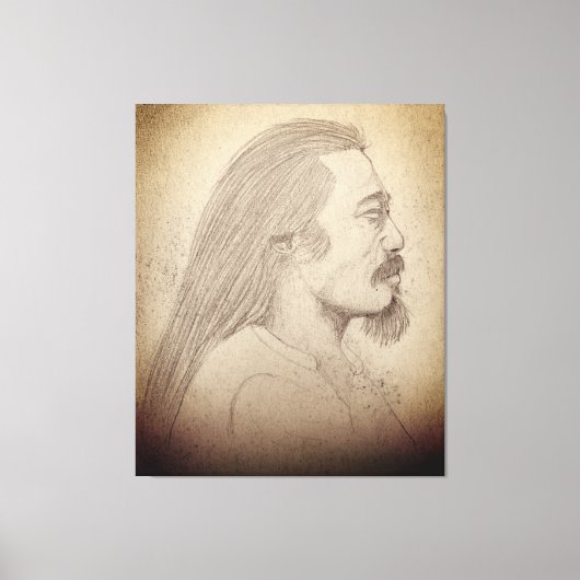 "Sketch of Kitaro", musician, composer, artist Canvas Afdruk (Voorkant)