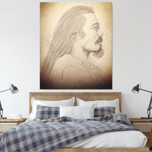 "Sketch of Kitaro", musician, composer, artist Canvas Afdruk (Insitu (Slaapkamer))