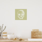 Sketch van de schedel. Wit. Poster (Keuken)
