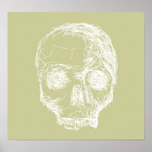 Sketch van de schedel. Wit. Poster (Voorkant)