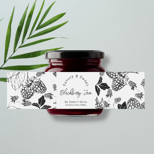 Sketch Zelfgemaakte Blackberry Jam Wrap-around Lab Waterfles Etiket