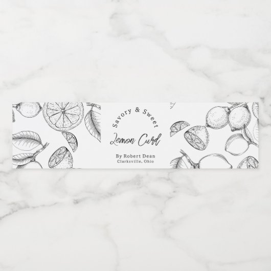 Sketch Zelfgemaakte Lemon Curd Wrap-around Label Waterfles Etiket (Enkel label)