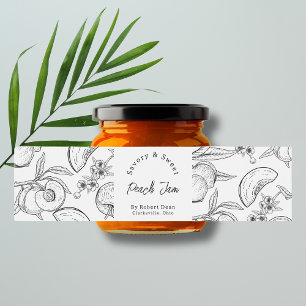 Sketch Zelfgemaakte Peach Jam Wrap-around Label Waterfles Etiket