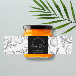 Sketch Zelfgemaakte Pear Jam Wrap-around Label Waterfles Etiket