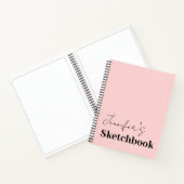Sketchbook Blush Pink Black Script Aangepast Notitieboek (Binnen)