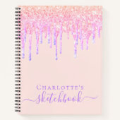 Sketchbook blush roze glitter druppels notitieboek (Voorkant)