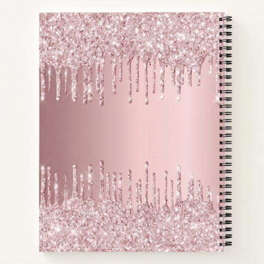Sketchbook blush roze glitter monogram naam luxe notitieboek (Achterkant)