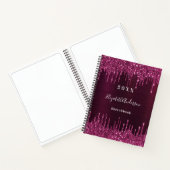 Sketchbook bogundy glitter druppelt naam notitieboek (Binnen)