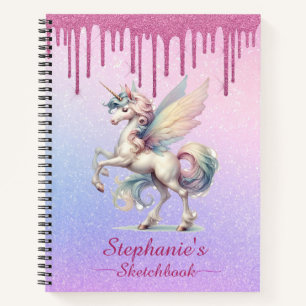 Sketchbook Fairy Eenhoorn Dripping Pink Glitter Notitieboek