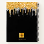 Sketchbook glitter monogram zwart goud zilverkleur notitieboek (Achterkant)