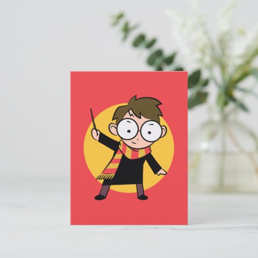 Sketchbook HARRY POTTER™ Raising Wand Uitnodiging Briefkaart (Staand voorkant)