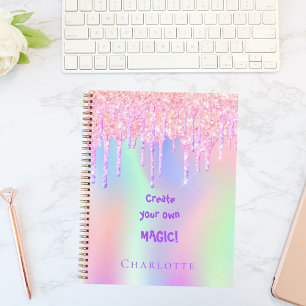Sketchbook holografische roze druppels magische ci notitieboek