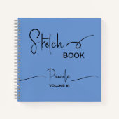 Sketchbook Jouw naam Script Blauwgroen Blauw Notitieboek (Voorkant)