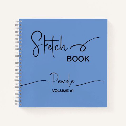 Sketchbook Jouw naam Script Blauwgroen Blauw Notitieboek (Voorkant)
