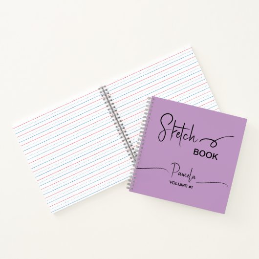 Sketchbook Jouw naam Script Blauwgroen Blauw Notitieboek (Binnen)