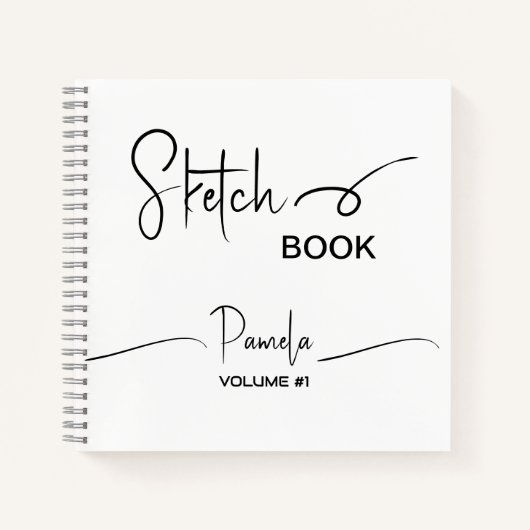 Sketchbook Jouw naam Script Blauwgroen Blauw Notitieboek (Voorkant)