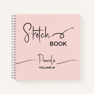 Sketchbook Jouw naam Script Blauwgroen Blauw Notitieboek